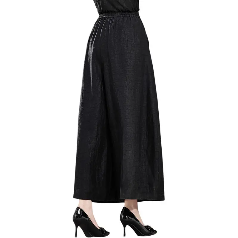 Yi Mengyuan Silk Casual Pants Women's Black-1