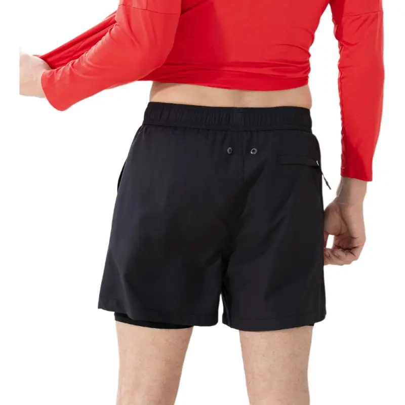 GAILANG Beach Shorts Men Black/Red Two Piece Set, Stretch Fabric-3