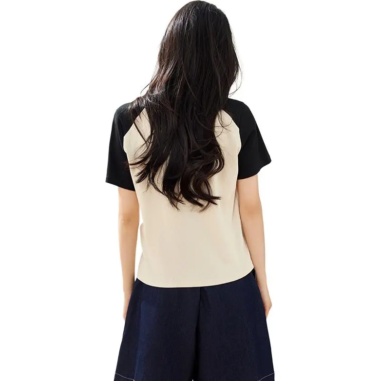 La Chapelle T Shirt Women's Beige & Black-3