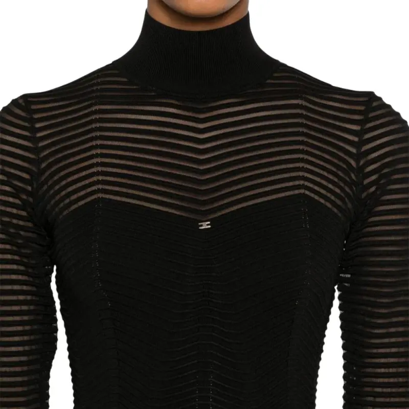 Elisabetta Franchi Herringbone Pattern Midi Dress-4