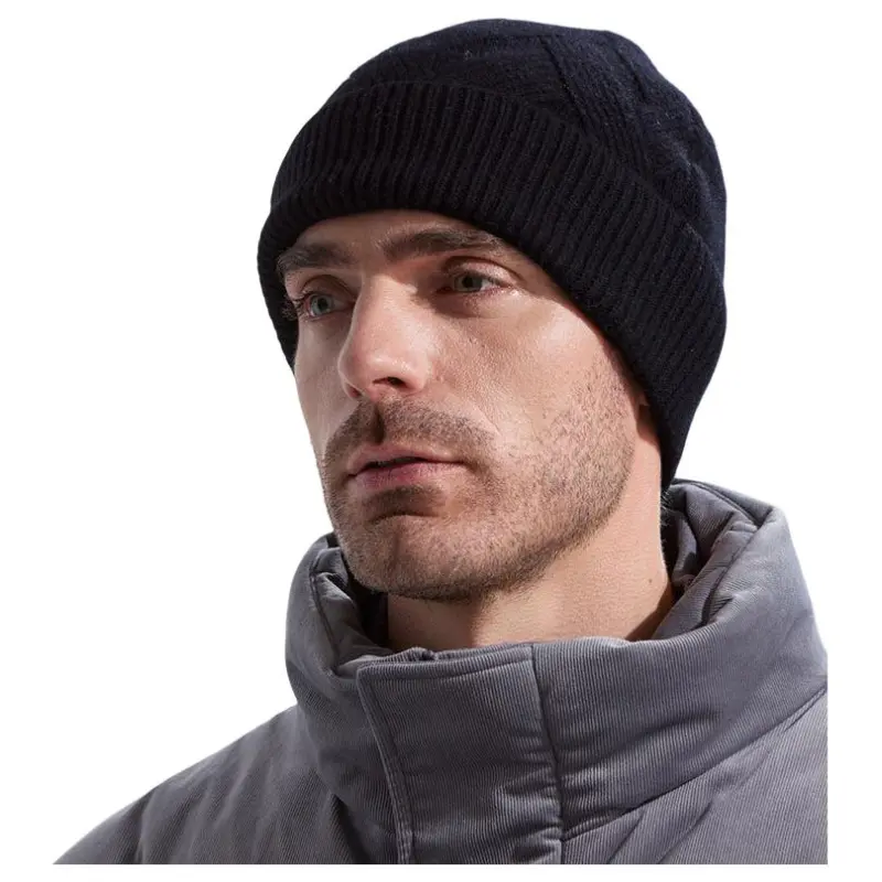 H YXIANG Pure Wool Beanies Men's-1