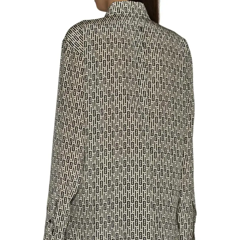 FENDI Allover Ff Striped Printed Long Sleeved Shirt-5
