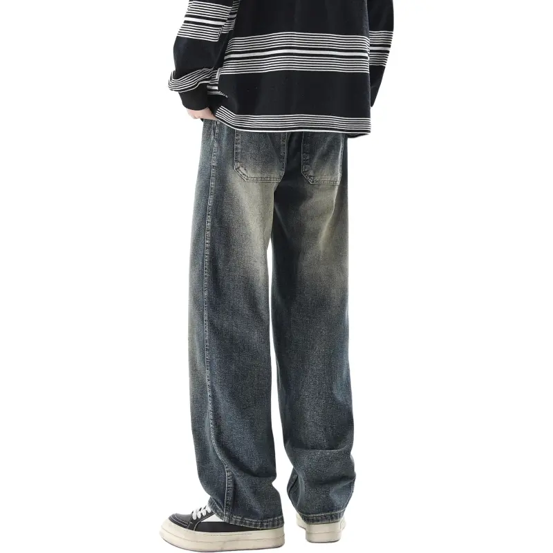 Small Columns Under The Sea Jeans Unisex Vintage Blue-1