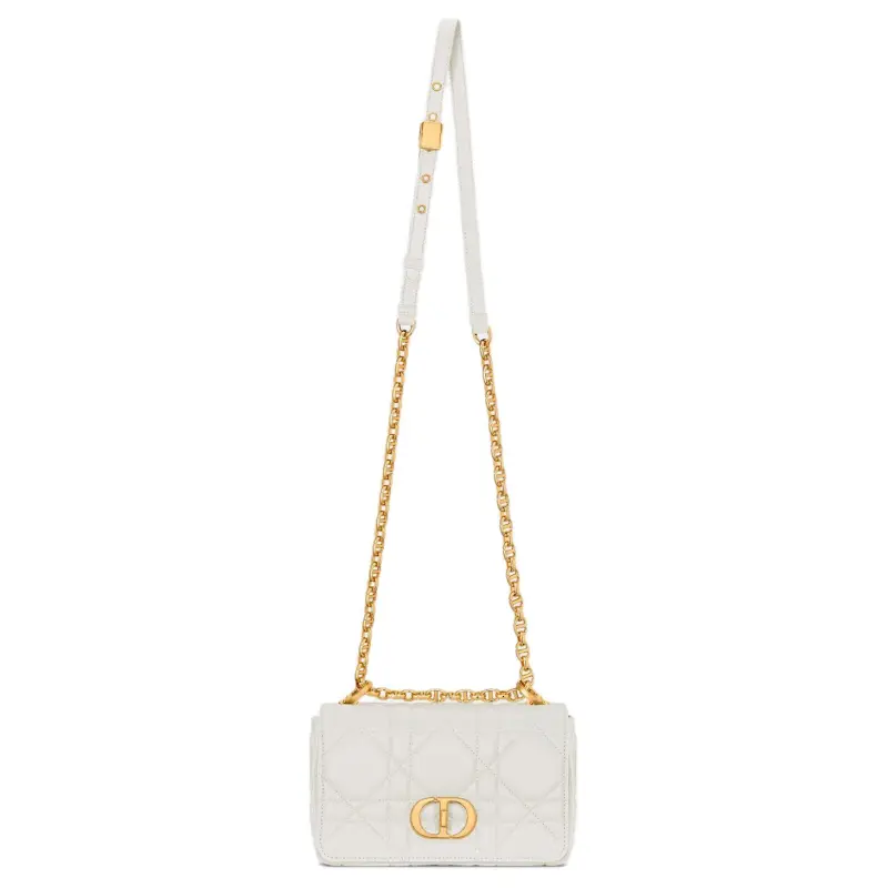 DIOR Caro Sheepskin Shoulder Bag Small Size Women's Milk White-1