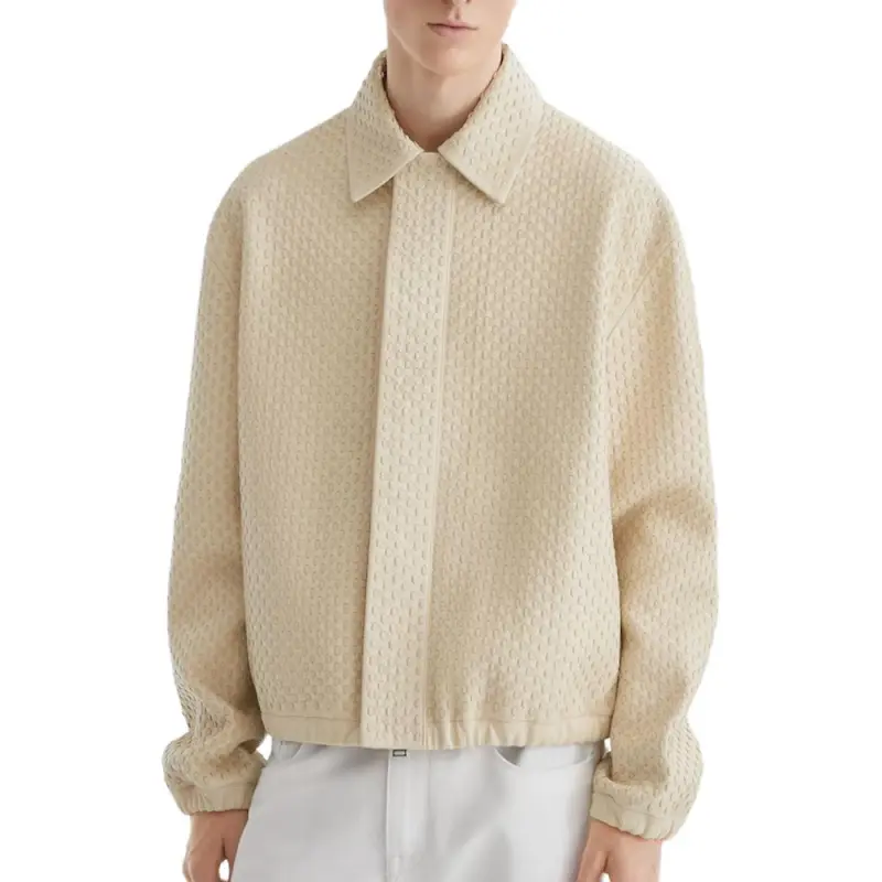 FENDI Selleria Leather Jacket Men's White-3