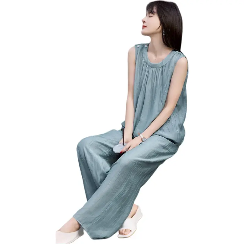 Mo Han Yi Mei Casual Suit Women's Aqua Blue-3