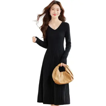 Love Elaine Spring Fall Long Sleeved Dress Women's Black