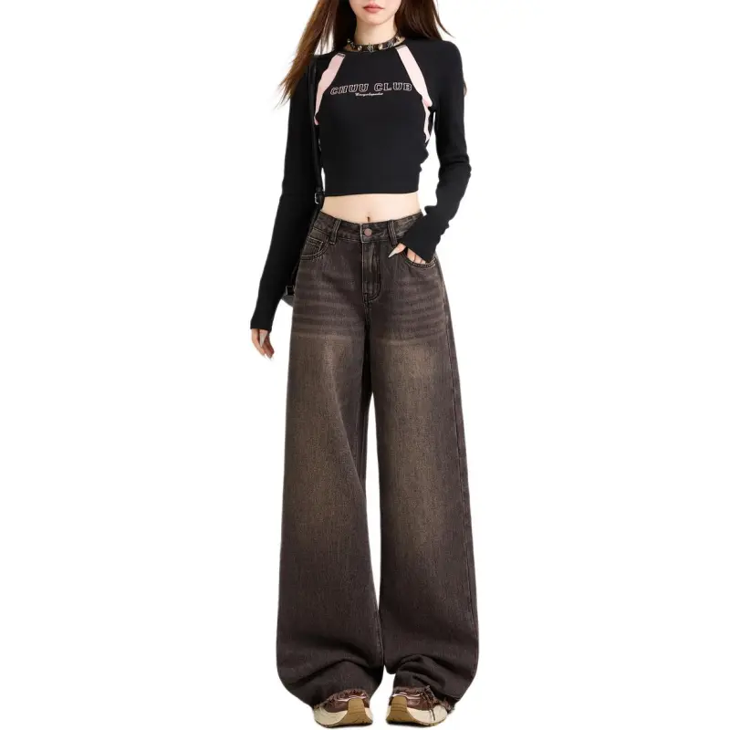 ZAVK Jeans Women's [Black Red]-2