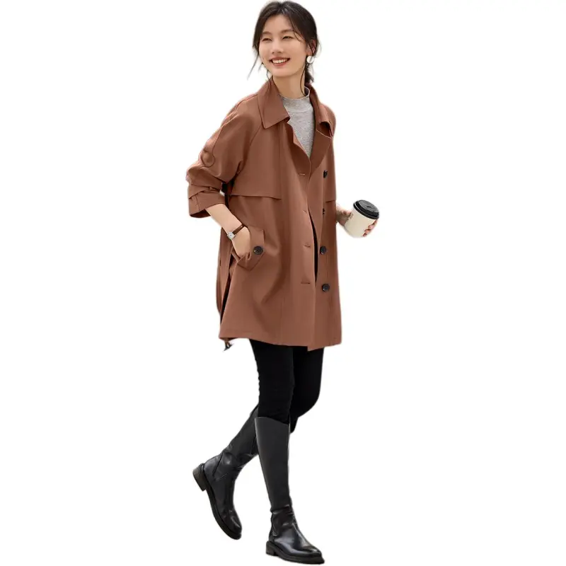 XWI Trench Coat Women's Caramel Orange Brown-4