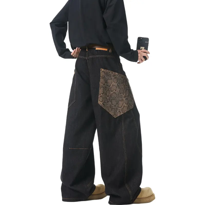 HOKLV Jeans Unisex Black-1