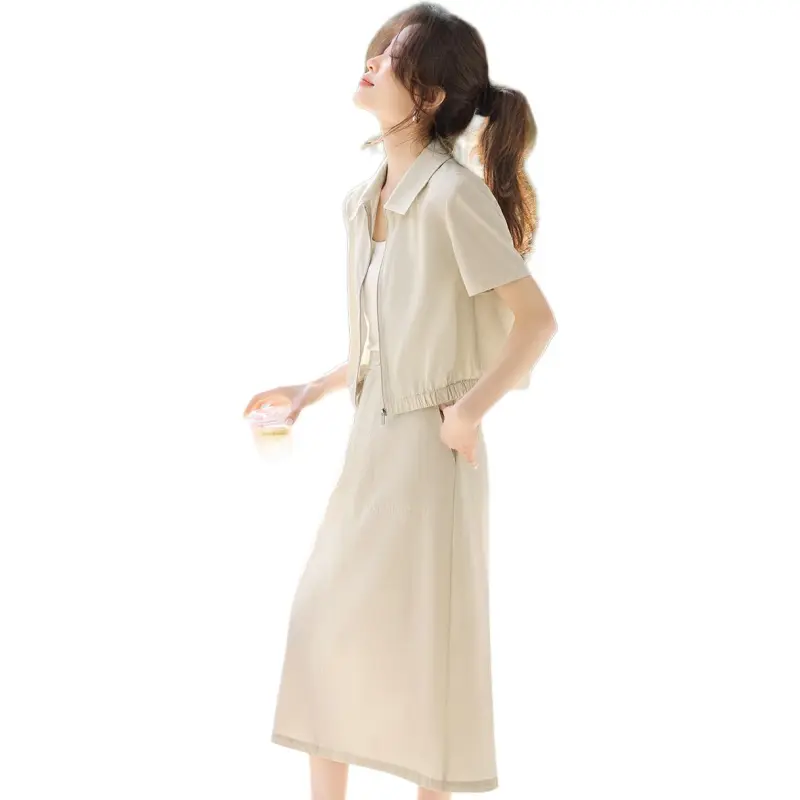 Mo Han Yi Mei Skirt Set Women's Apricot-4