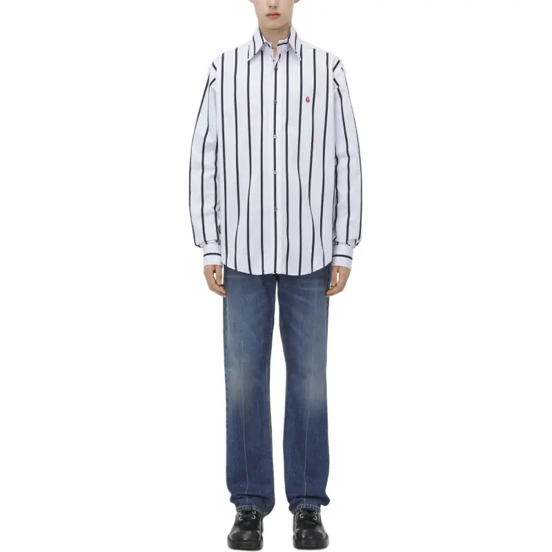 Alexander McQueen Skull Embroidered Striped Shirt-2