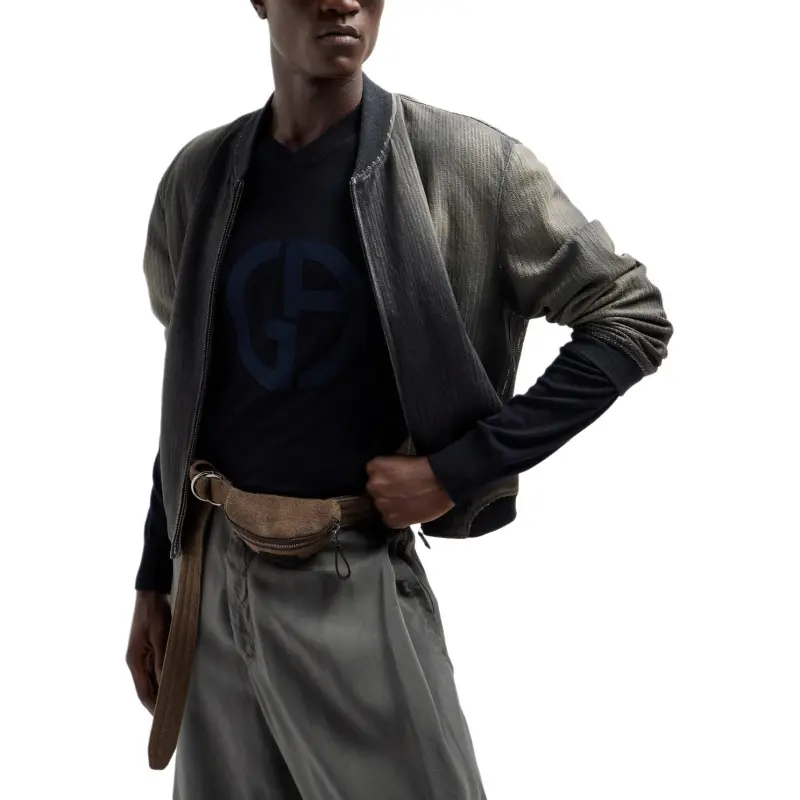 GIORGIO ARMANI Perforated And Printed Nappa Leather Blouson-4