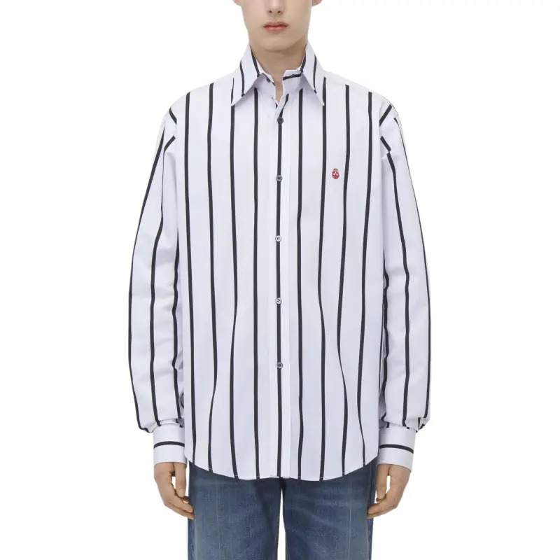 Alexander McQueen Skull Embroidered Striped Shirt-1
