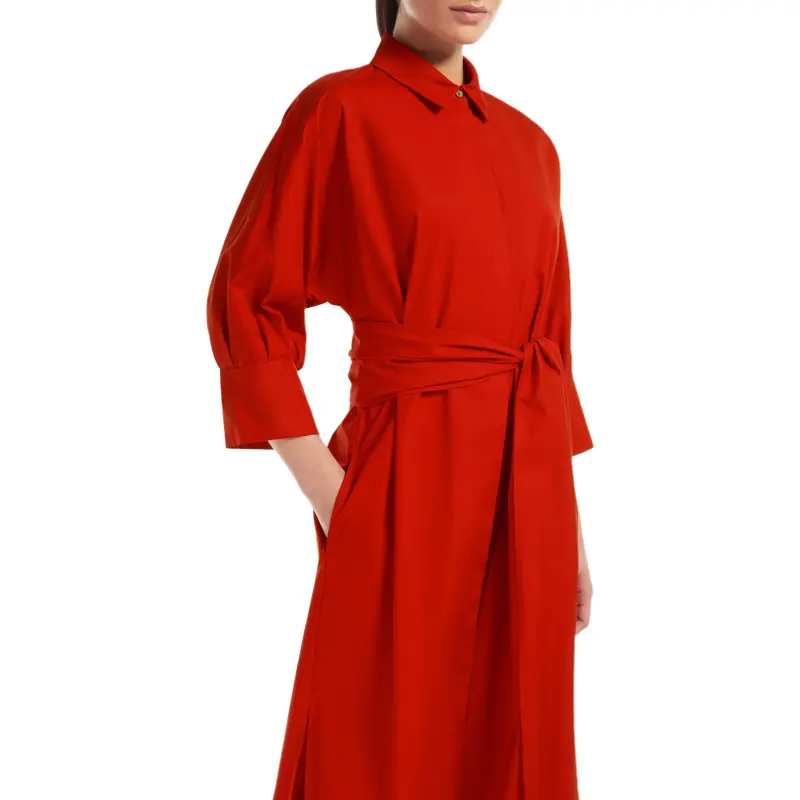 'S MAX MARA Long Sleeved Dress Women's Red-4