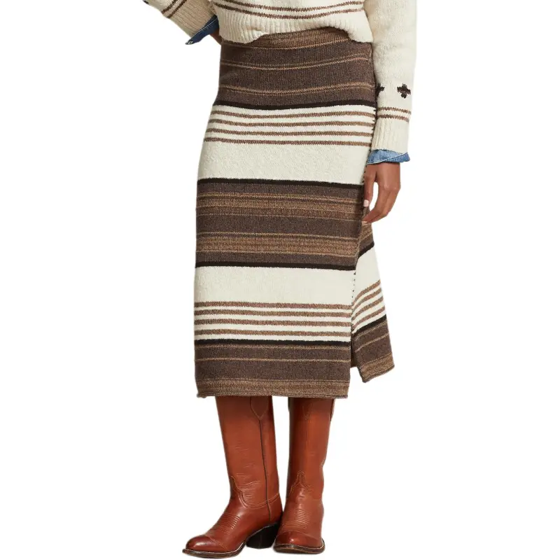Polo Ralph Lauren Naiomi Glasses Collection FW24 Knit Long Skirts Women's Brown-1