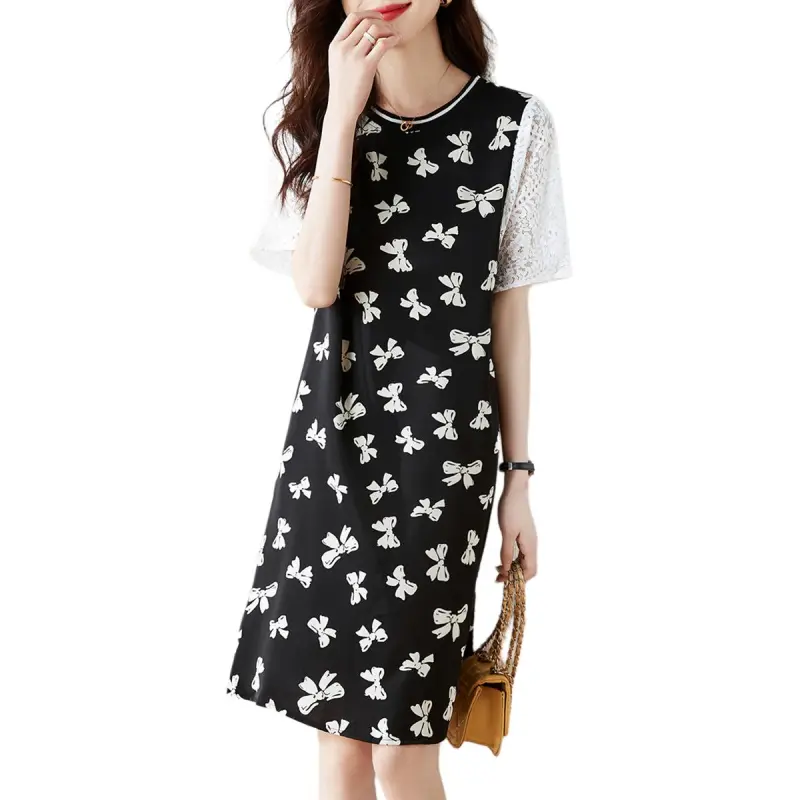 Mo Han Yi Mei Short Sleeved Dress Women's Black-2