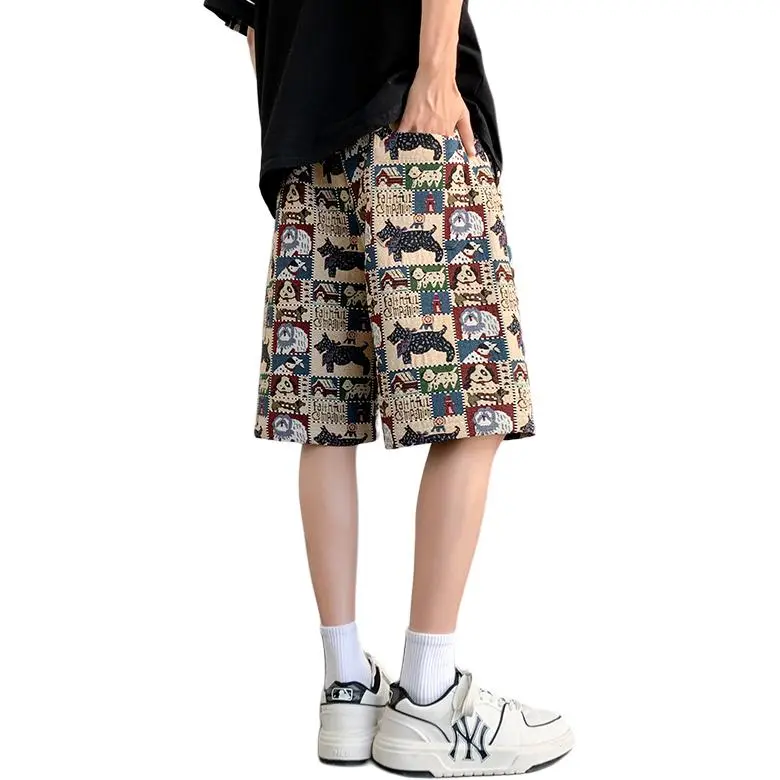 SIFLYTO Casual Shorts Unisex Embroidery Dog-1