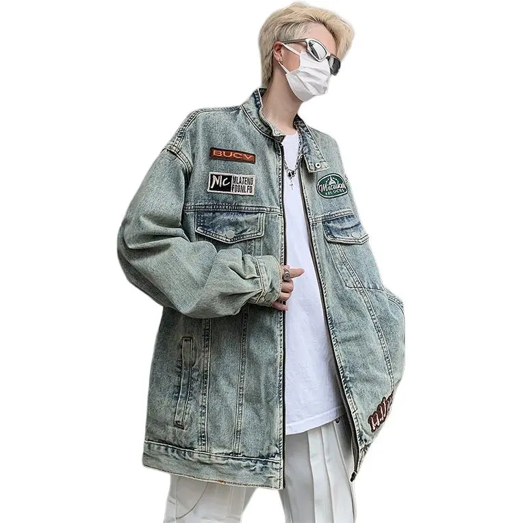 PAINT STAIN Denim Jacket Unisex Blue-14