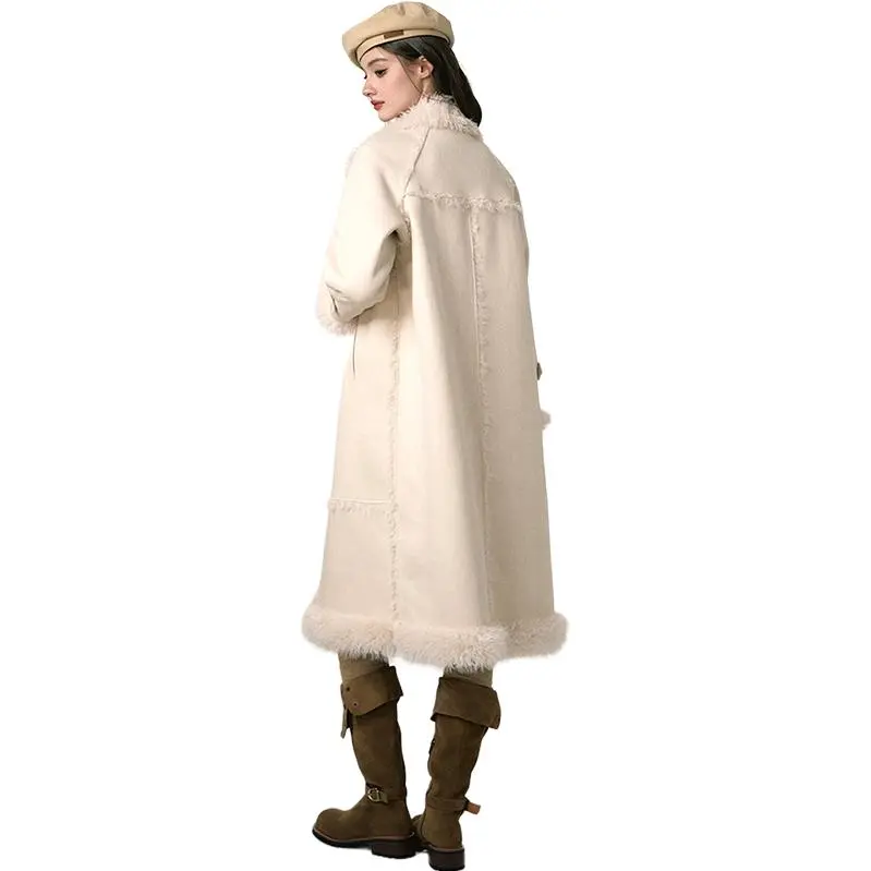 Li Zixian Velvet feel Coat Women's Ecru-5