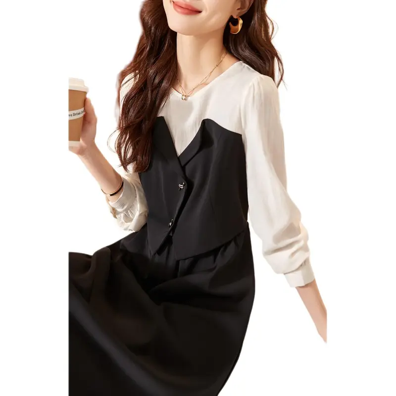 Mo Han Yi Mei Long Sleeved Dress Women's Black-2
