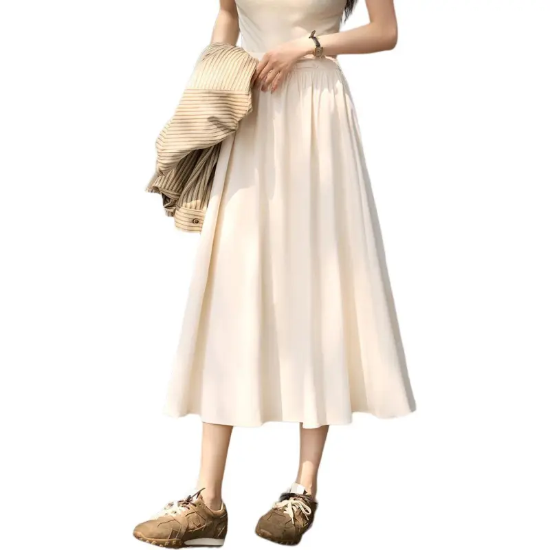 Mo Han Yi Mei Casual Long Skirts Women's White-1
