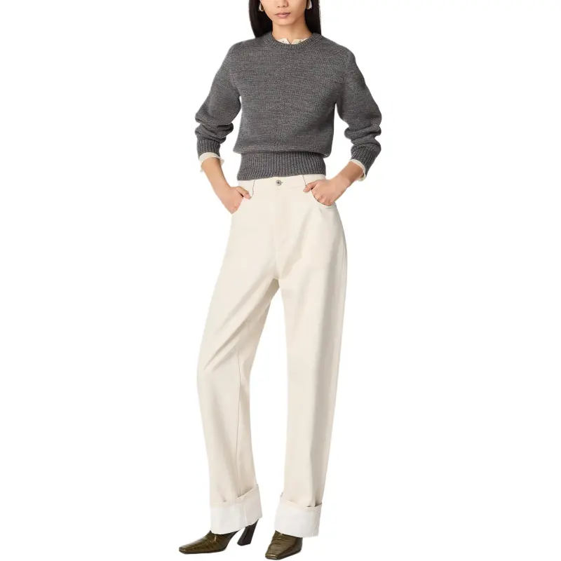 Bottega Veneta Turned Up Hem Wide Leg Jeans-3