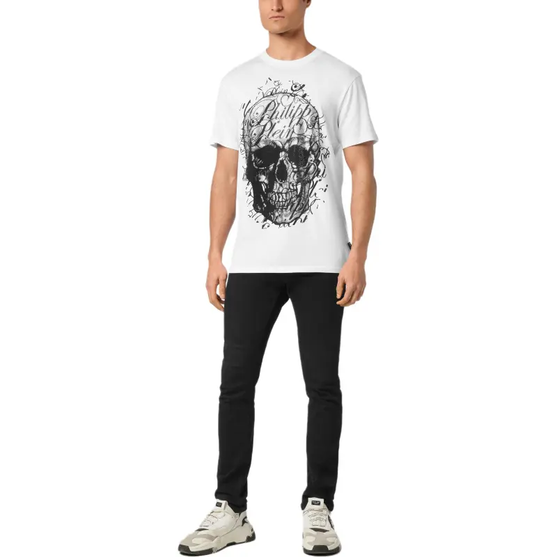 PHILIPP PLEIN Skull Coursive embellished T shirt-1