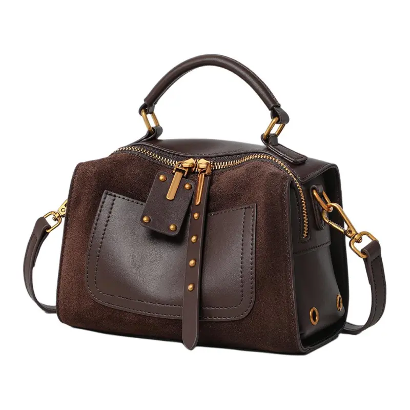 MILLIE'S Cow Leather Shoulder Bag, Crossbody Bag, Handbag Women's Coffee-2