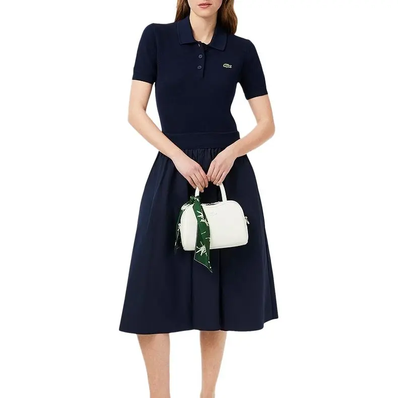LACOSTE Short Sleeved Dress Women's 166/Navy Blue-1