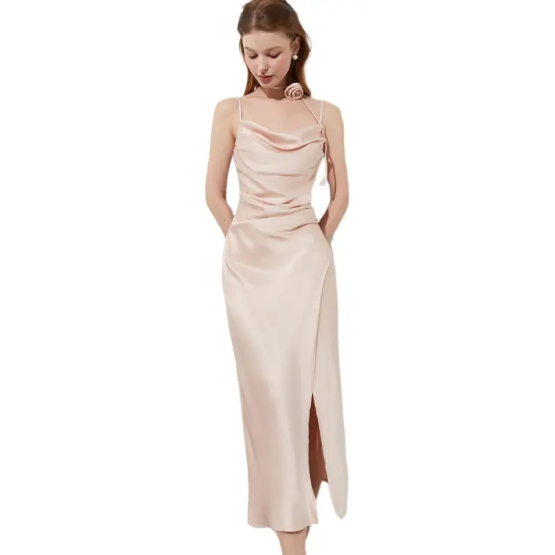DPLAY Slip Dresses Women's Peach Pink-4