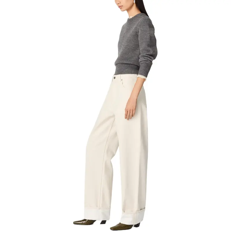 Bottega Veneta Turned Up Hem Wide Leg Jeans-2