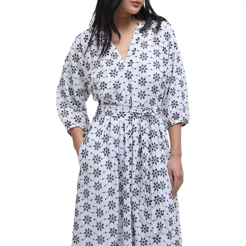 BARBOUR Long Sleeved Dress Women's White-5