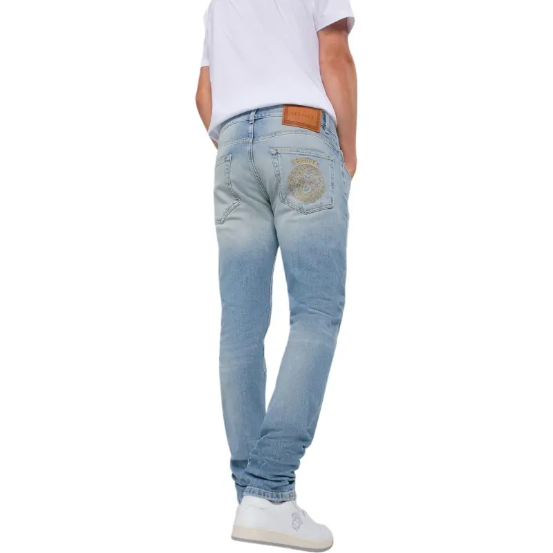 VERSACE Straight Leg Embroidered Logo Jeans-2