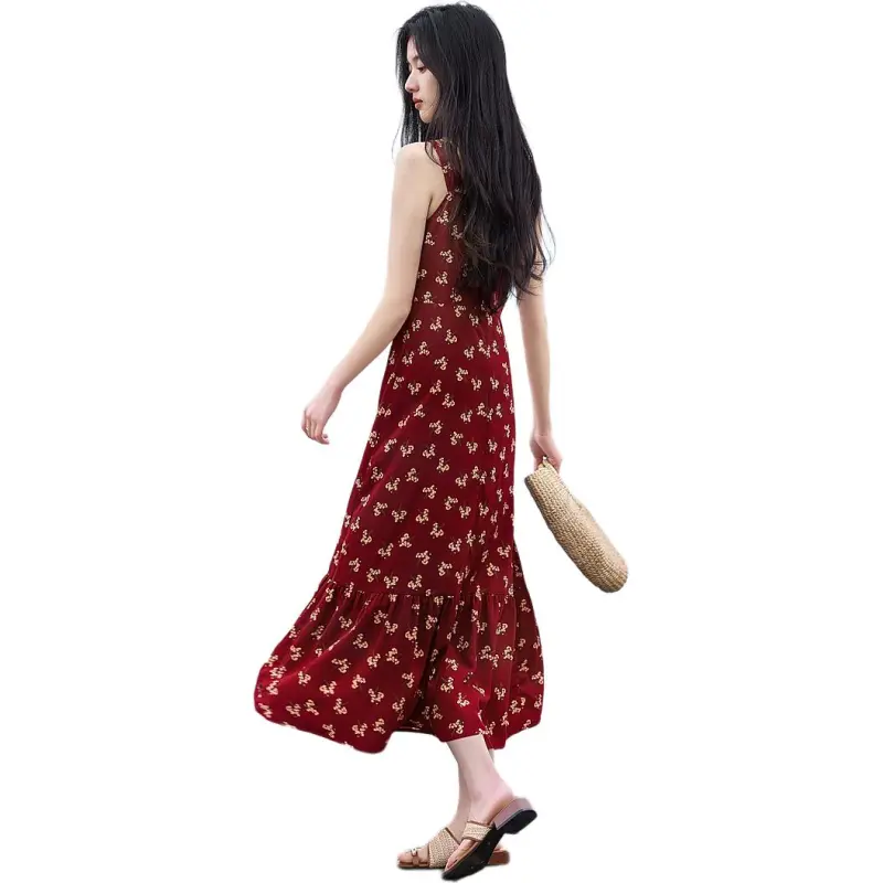 XWI Slip Dresses Women's Red With Print-5
