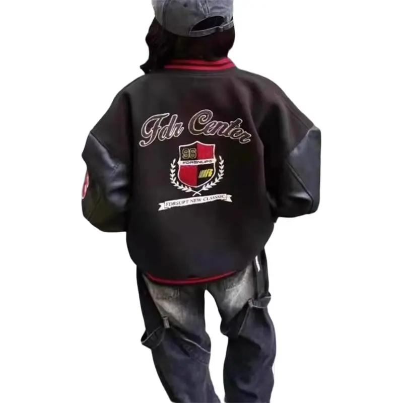 TESTUNG Fashion Baseball Jacket Unisex Classic Black-4