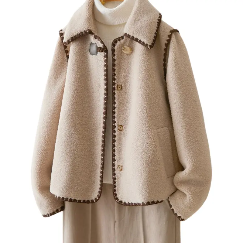 IHIMI Velvet feel Coat Women's Light Khaki-1
