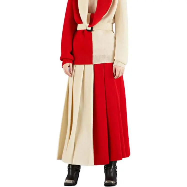 GUCCI Pleated Duo Tone Knit Skirt-3