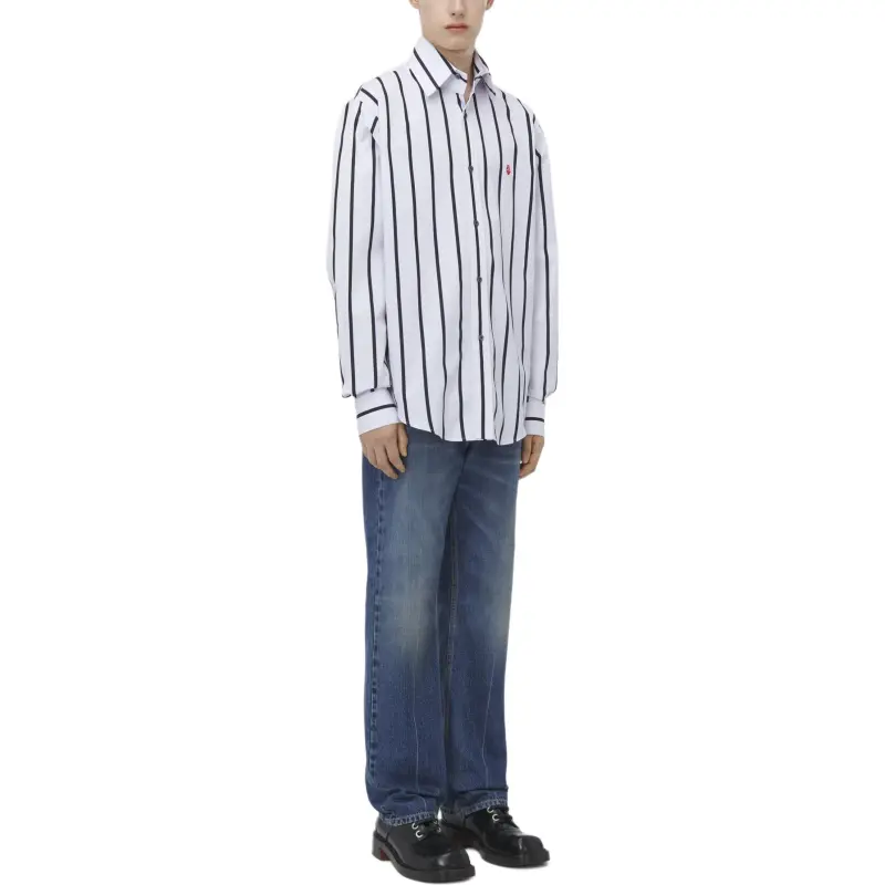 Alexander McQueen Skull Embroidered Striped Shirt-4