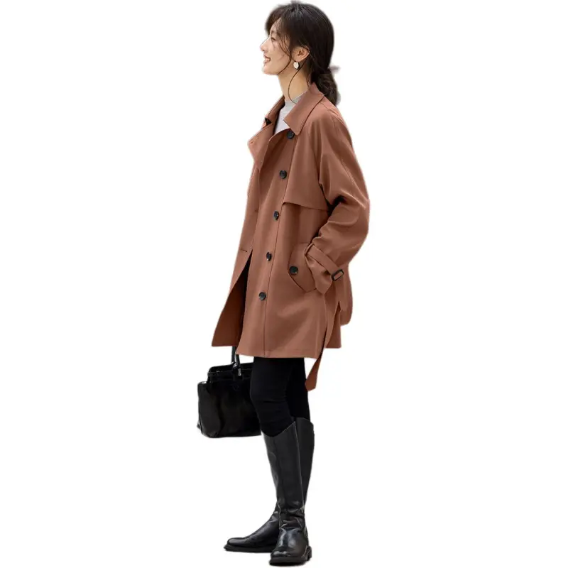 XWI Trench Coat Women's Caramel Orange Brown-5