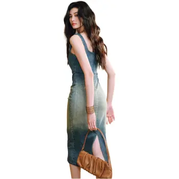 The Temptation Of The Muse Sleeveless Dress Women's Vintage Blue