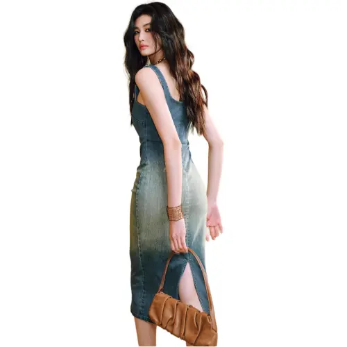 The Temptation Of The Muse Sleeveless Dress Women's Vintage Blue