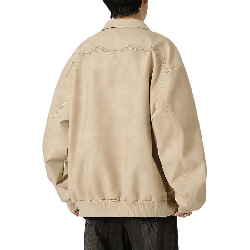 BaiYuan Trousers Leather Jacket Unisex Khaki-1