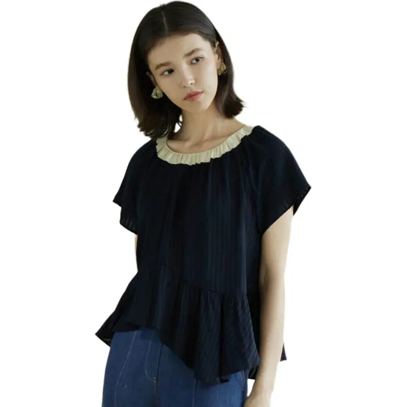 Flowers in water Shirts Women's Dark Blue-2