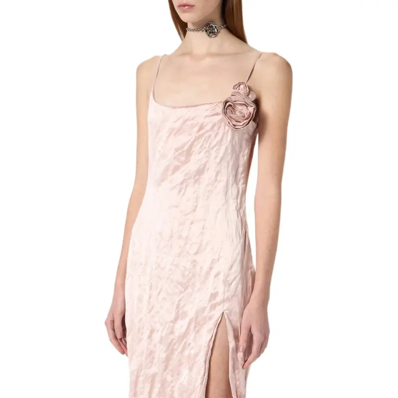 Blumarine 3D roses Crinkled Midi Dress-4