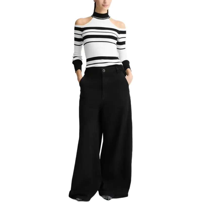 LIU·JO Striped Stud detail Sweater-1