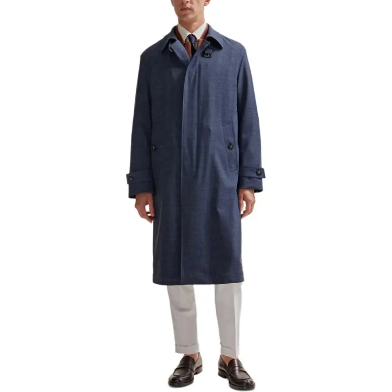 HUGO BOSS Regular-Fit Coat In A Virgin-Wool Blend Coats Men's Blue-1