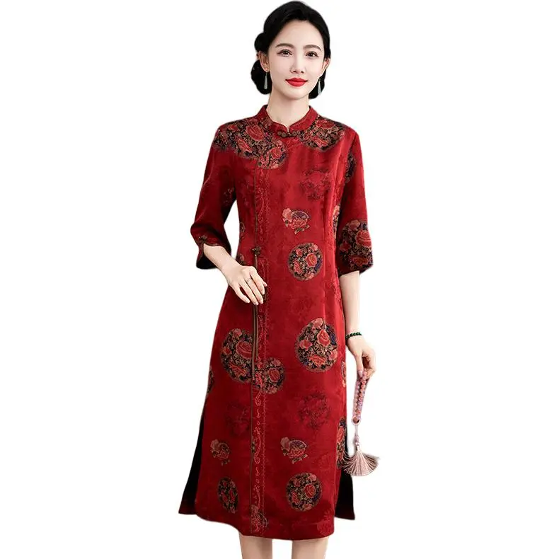 Yi Mengyuan Silk Short Sleeved Dress Women's-3