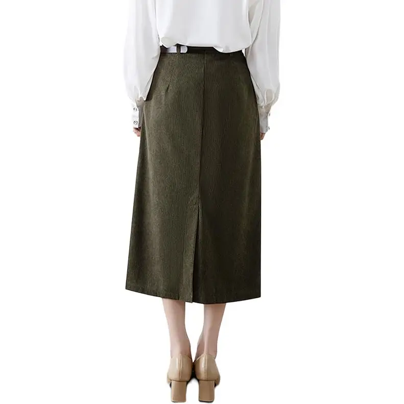 La Chapelle Casual Long Skirt Women's Army Green-3