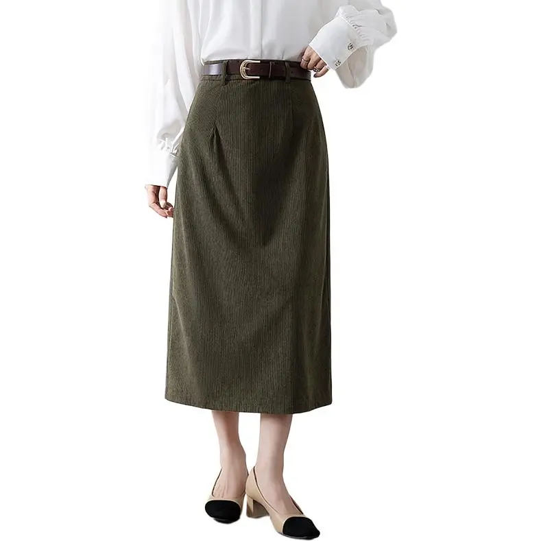 La Chapelle Casual Long Skirt Women's Army Green-2